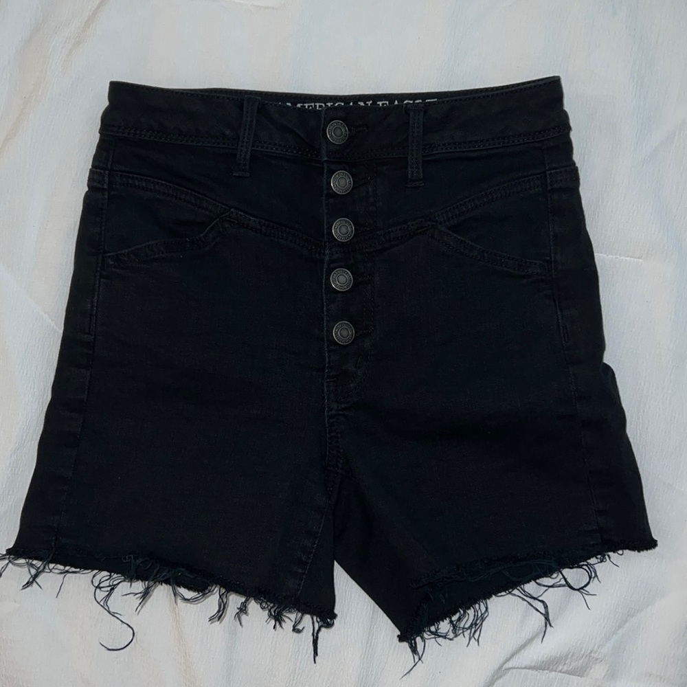 High Waist Black Jean Shorts